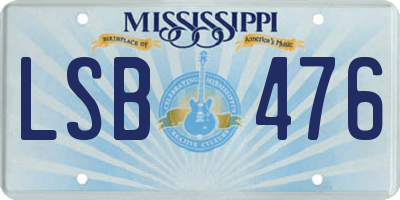 MS license plate LSB476