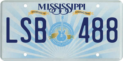 MS license plate LSB488
