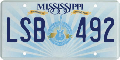 MS license plate LSB492