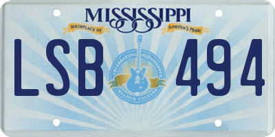 MS license plate LSB494