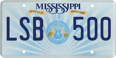 MS license plate LSB500