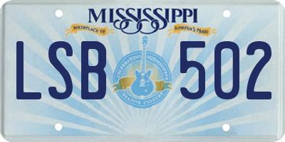 MS license plate LSB502