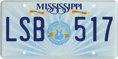 MS license plate LSB517