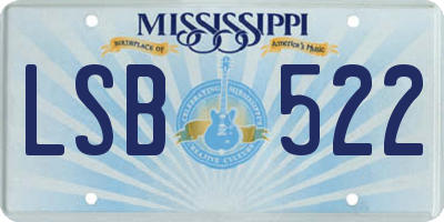 MS license plate LSB522