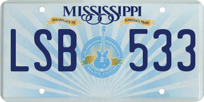 MS license plate LSB533