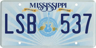 MS license plate LSB537
