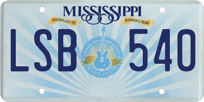 MS license plate LSB540