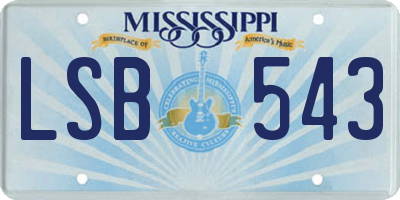 MS license plate LSB543