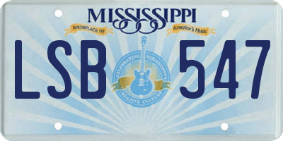MS license plate LSB547