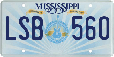 MS license plate LSB560