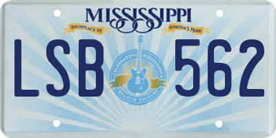 MS license plate LSB562