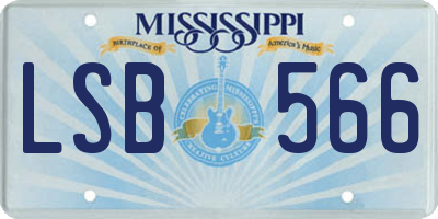 MS license plate LSB566
