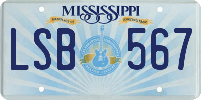 MS license plate LSB567