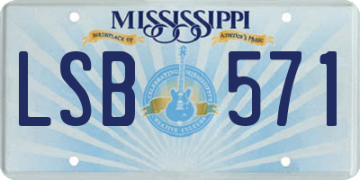 MS license plate LSB571