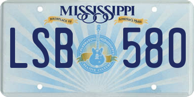 MS license plate LSB580