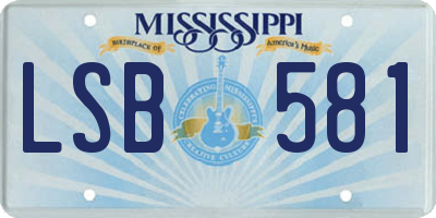 MS license plate LSB581