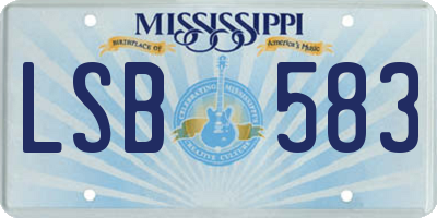 MS license plate LSB583