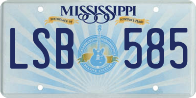 MS license plate LSB585
