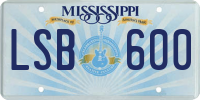 MS license plate LSB600
