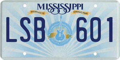 MS license plate LSB601