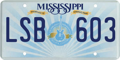MS license plate LSB603