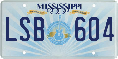MS license plate LSB604