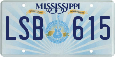 MS license plate LSB615