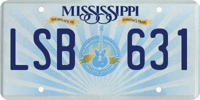 MS license plate LSB631