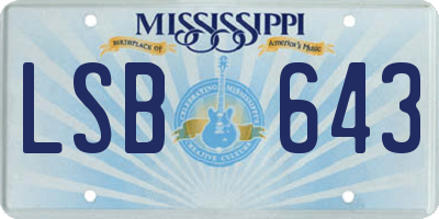 MS license plate LSB643