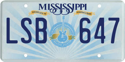 MS license plate LSB647