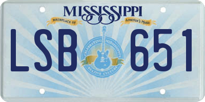 MS license plate LSB651