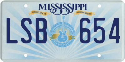 MS license plate LSB654