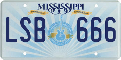 MS license plate LSB666