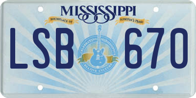 MS license plate LSB670