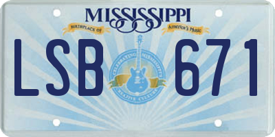 MS license plate LSB671