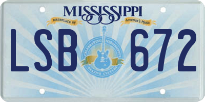 MS license plate LSB672
