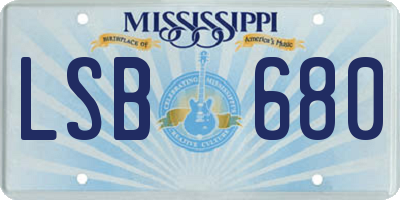 MS license plate LSB680