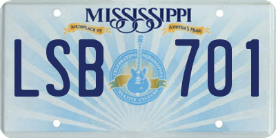 MS license plate LSB701