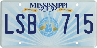 MS license plate LSB715
