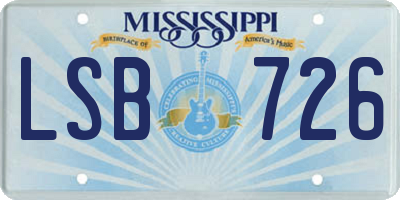 MS license plate LSB726