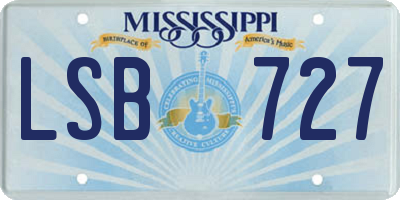 MS license plate LSB727