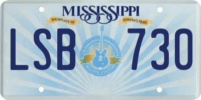 MS license plate LSB730