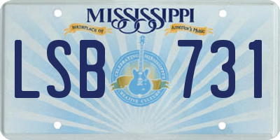 MS license plate LSB731