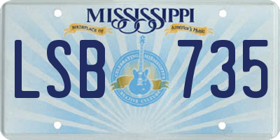 MS license plate LSB735