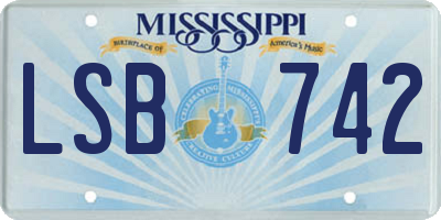 MS license plate LSB742