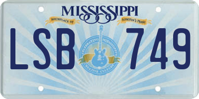 MS license plate LSB749