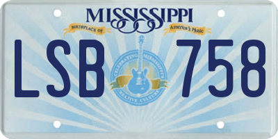 MS license plate LSB758