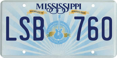 MS license plate LSB760