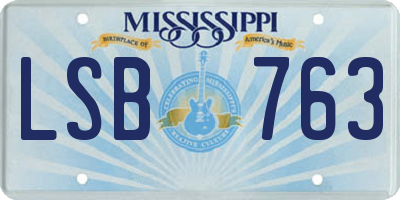 MS license plate LSB763