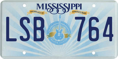 MS license plate LSB764